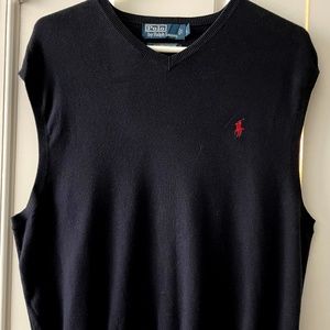 Polo by Ralph Lauren Navy V-Neck Sweater Vest -(L)